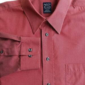 Joseph & Feiss Burgundy Long Sleeve Button-Up Shirt 17 32/33 non iron cotton MW